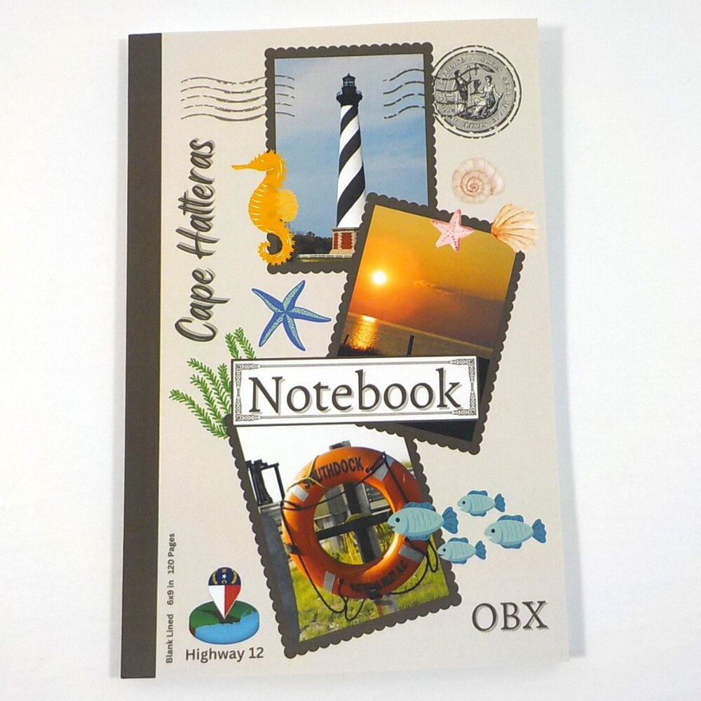 Blank Lined 6x9 Notebook OBX Outer Banks NC 120 Pages Daily Journal Notes